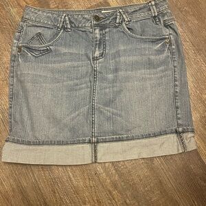 DKNY Denim Mini Skirt with Pocket Detail